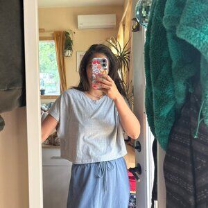 Altar'd State Grey Heather Tee Cropped Lightweight Sz S